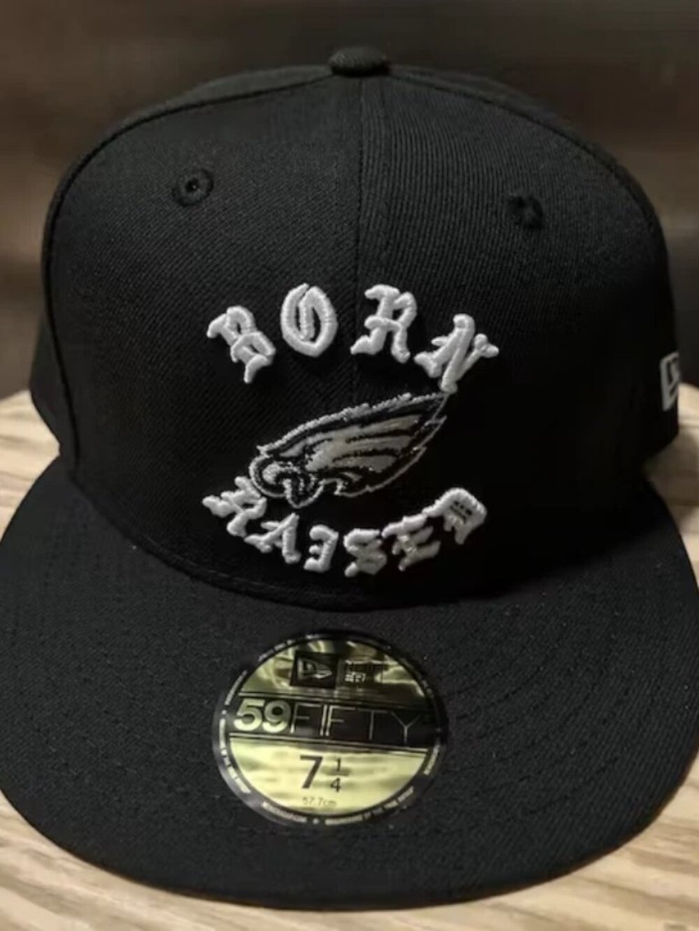 Born X Raised × NFL NEW ERA + EAGLES FITTED ROCKER HAT: BLACK